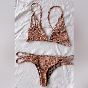 Acacia Bikini Set - Maui Mud Snake. Santorini Top/Molokai Bottom (Size XS) EUC.